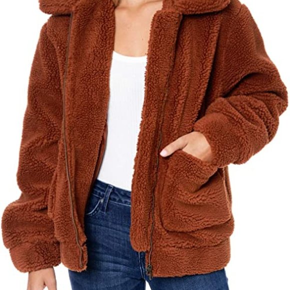 Elodie Jackets & Coats | Teddy Jacket Sz M | Color: Brown - Picture 3 of 4